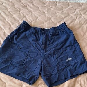 AFTCO Navy Swim Shorts with Fish Logo